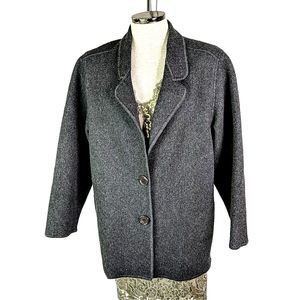 Dalton Vintage Pure Virgin Wool Charcoal Gray Sweater Coat Button Women Sz M 10